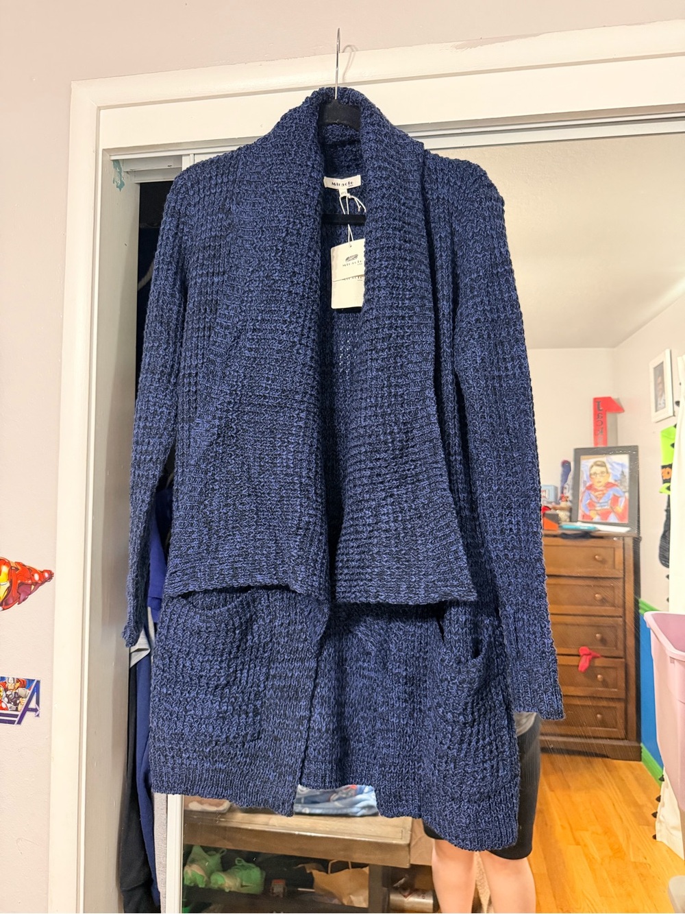 Miracle Navy Open-Front Chunky Knit Cardigan